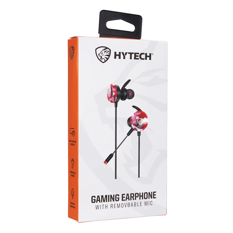 Hytech HY-GK4 3,5 Oyuncu Esnek Mikrofonlu Kırmızı Kamuflaj Kulakiçi Kulaklık
