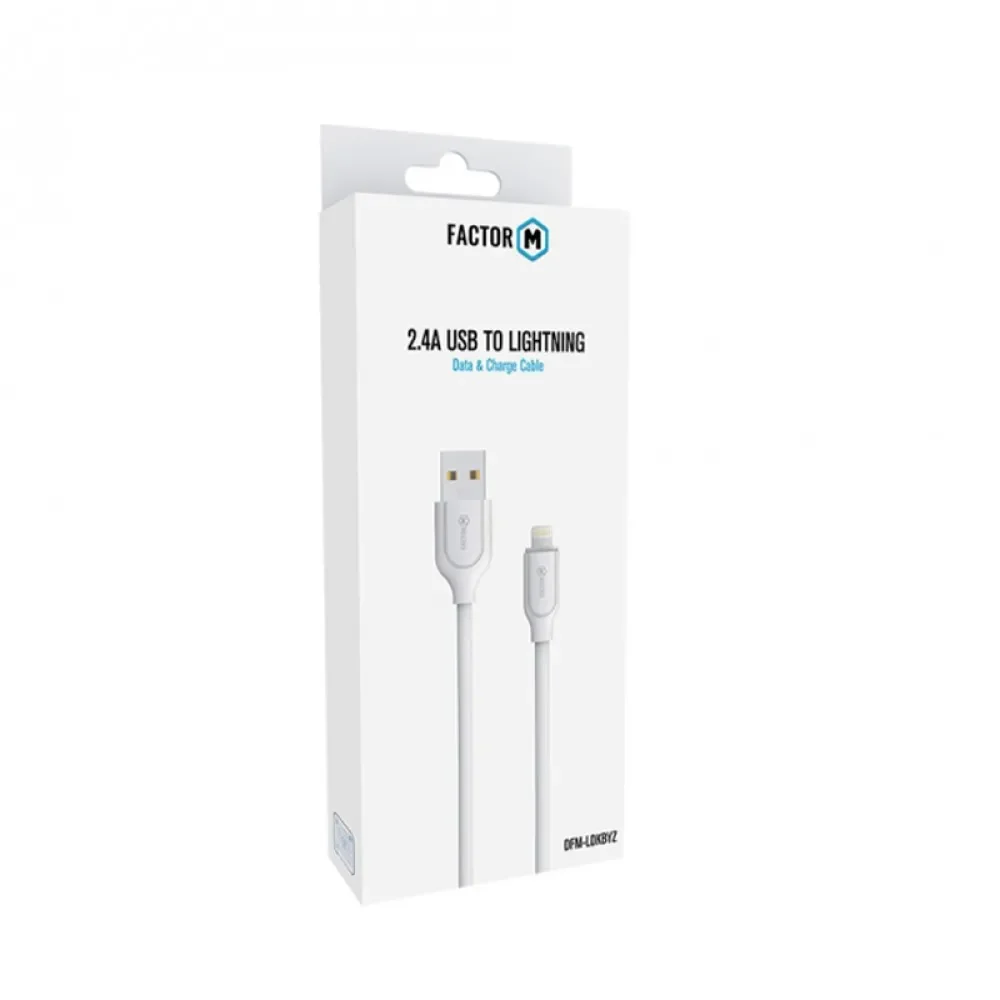 Factor-M USB to Lıghtnıng Data Kablo 2.4A -Beyaz