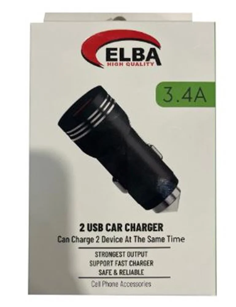 Elba ELB29 3.4 Siyah 2usb Metal Araç Çakmaklık Şarj Aleti Hızlı Şarj