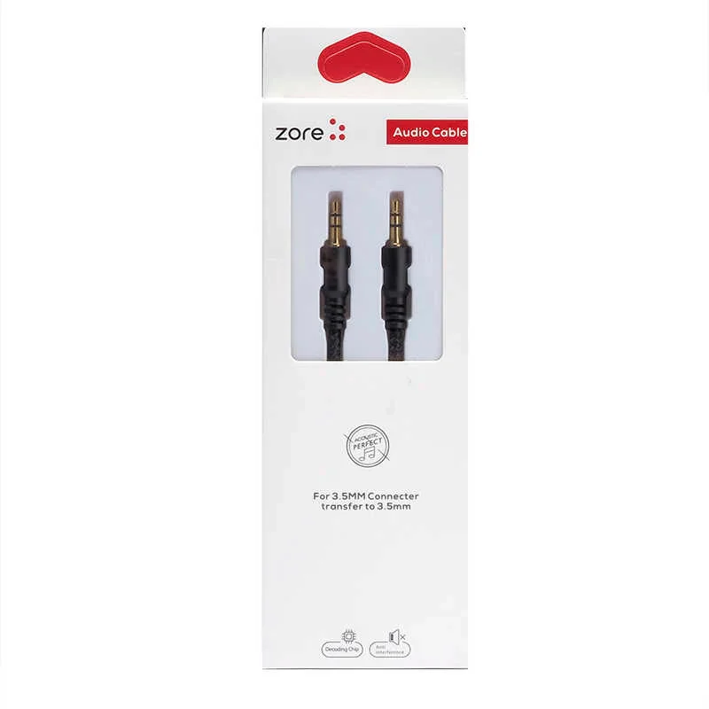 Zore Kutulu 05 Fashion Aux Kablo Kalın Halat Kablo Siyah