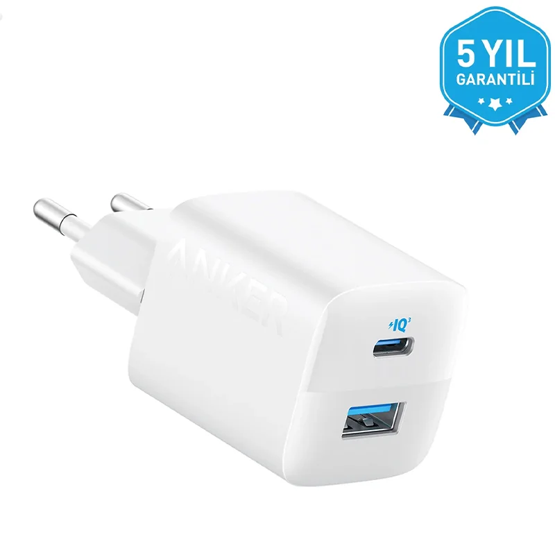Anker 323 33W USB-C + USB-A Hızlı Şarj Cihazı -(USB-C PD 20W + USB-A 12W) iPhone &amp; Android ile Uyumlu