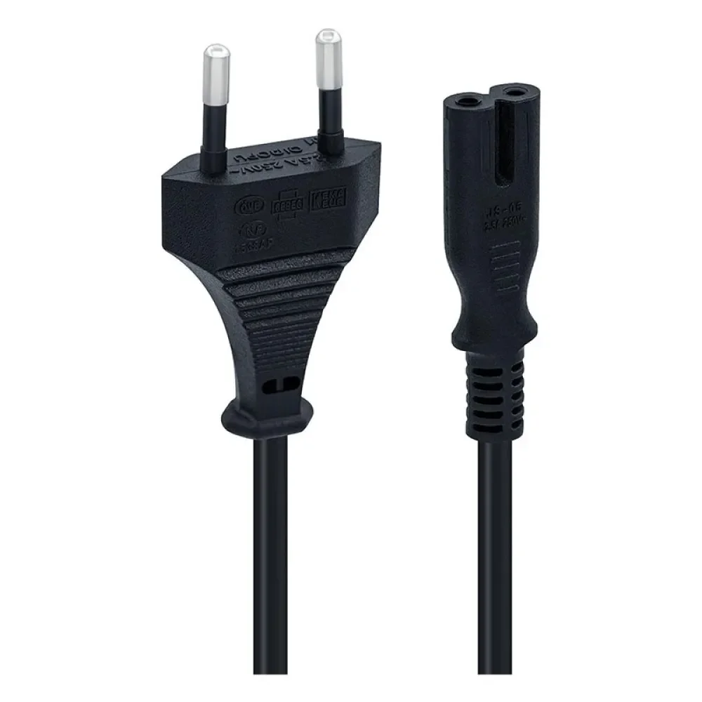 TCL PS5/ PS4/ PS3 / XBox Series S-X Uyumlu 2 Pinli 1.5 Metre Güç Kablosu Teyp Fişi, Radyo Fişi, Led TV Elektrik Fişi 2Pin Güç Kablosu
