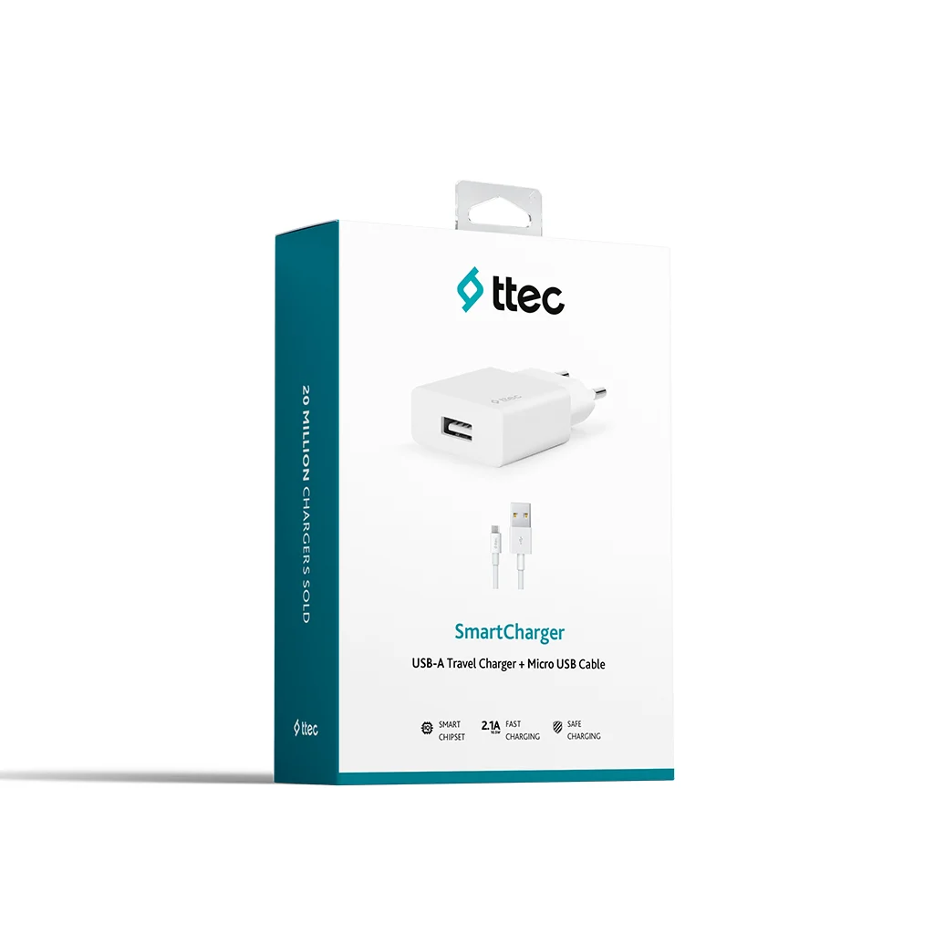 Ttec 2SCS20MB SmartCharger 2.1A Seyahat Şarj Aleti + Micro USB Kablo,Beyaz