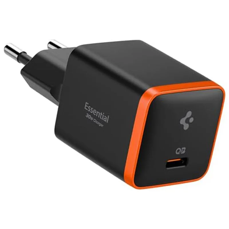 Spigen 30W USB-C Mini Adaptör - Samsung PPS Destekli Hızlı Şarj Aleti iPhone &amp; Android &amp; iPad &amp; MacBook Type-C EE301 Black