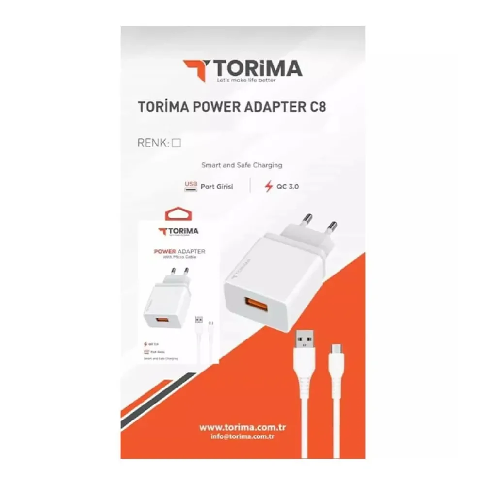 Torima 15W 3.0A Micro Ev Tipi Şarj Aleti C8