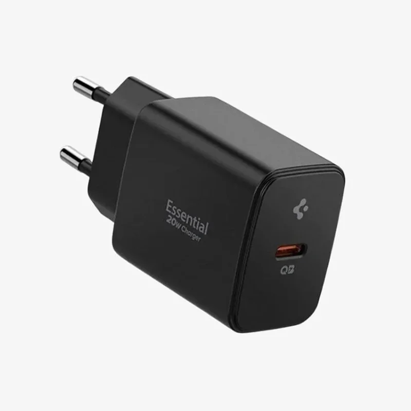 Spigen 20W USB-C Mini Hızlı Şarj Aleti/Şarj Isısını Düşürür GaN Destekli Akım Korumalı Güç Adaptörü iPhone &amp; Android &amp; iPad Type-C EE201 Black - ACH09217