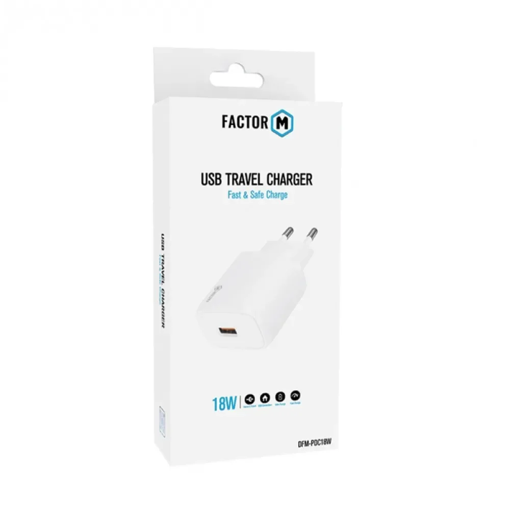 Factor-M Hızlı Şarj Adaptörü (18W) -Beyaz