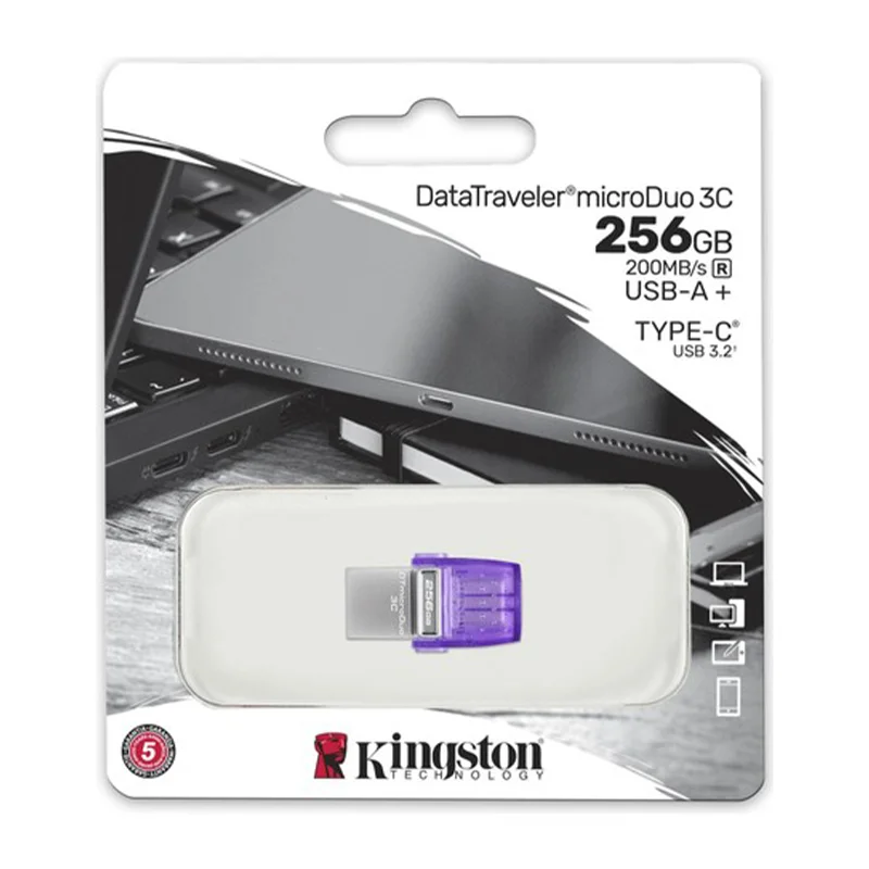 Kingston DTDUO3CG3-256GB DataTraveler microDuo 3C 200MB-s dual USB-A + USB-C Flash Bellek
