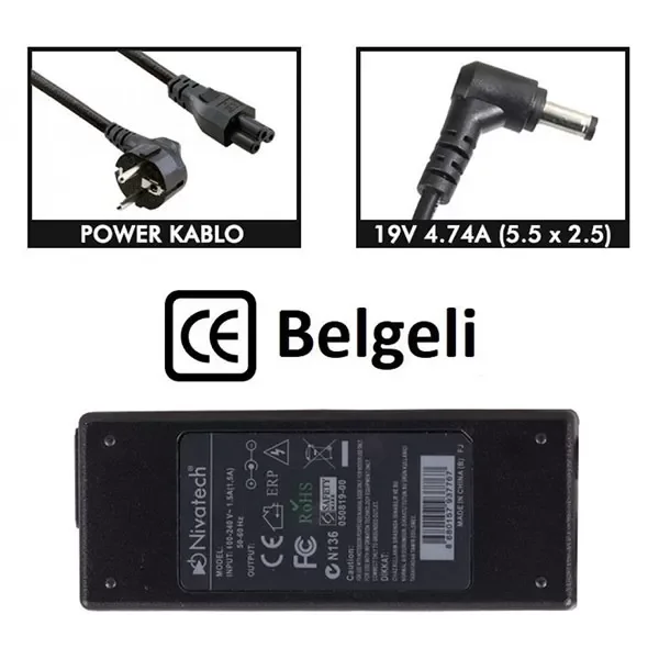 Nivatech Bc962 19V 4,74A Liteon Notebook Uyumlu Adaptör