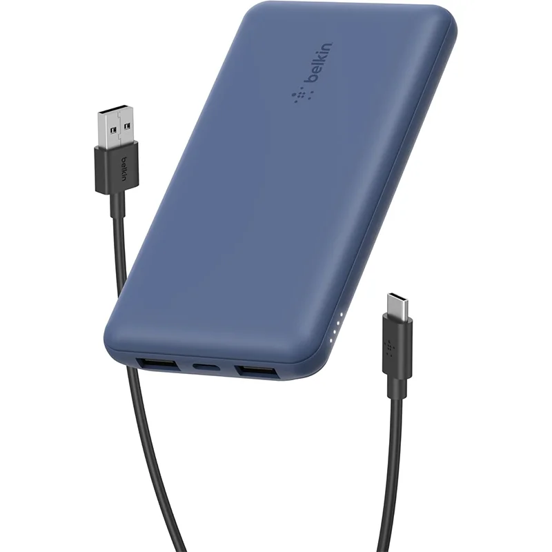 Belkin 10K Power Bank + USB-C 15W, Çift USB-A, 15cm USB-A - C Cable