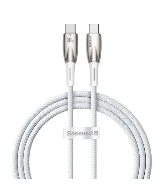 Baseus Glimmer Series Type-C to Type-C 100W Hızlı Şarj Kablosu 1m. - Beyaz
