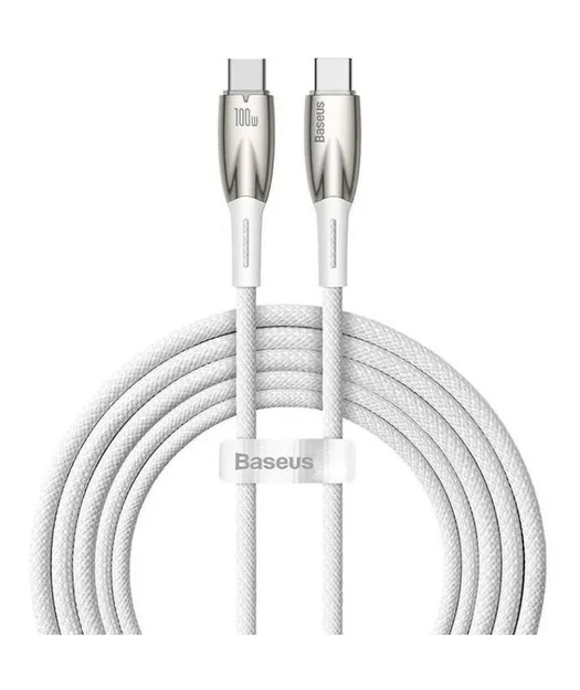 Baseus Glimmer Serisi Type-C' den Type-C' ye 100W  2m Kablo-Beyaz