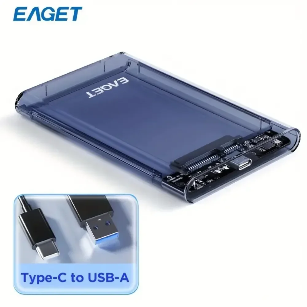 EAGET 6.35 cm Harici Kasa, USB 3.0 SATA Taşınabilir Şeffaf
