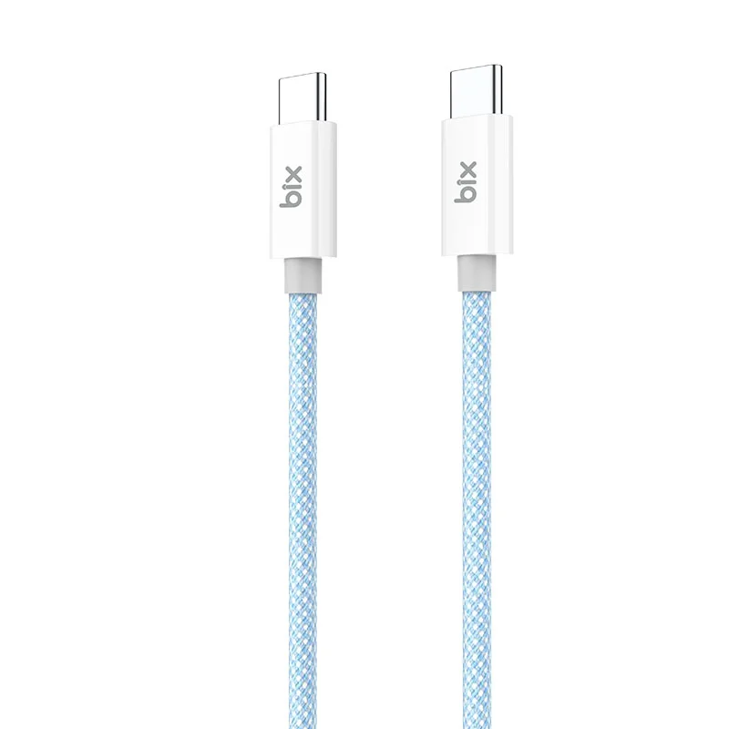 Bix T2CC Type-C&amp;#39;den Type-C&amp;#39;ye 60W Örgülü PVC Kablo 1m