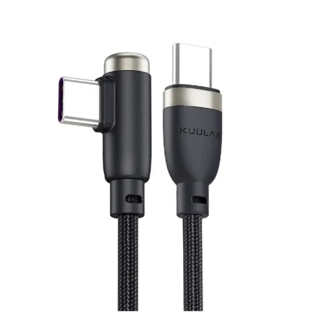 Kuulaa KL-X41/KL-X40 L- Tipi 90 Derece 60W 3A Hızlı Şarj Type-C Kablo 1 Metre Siyah