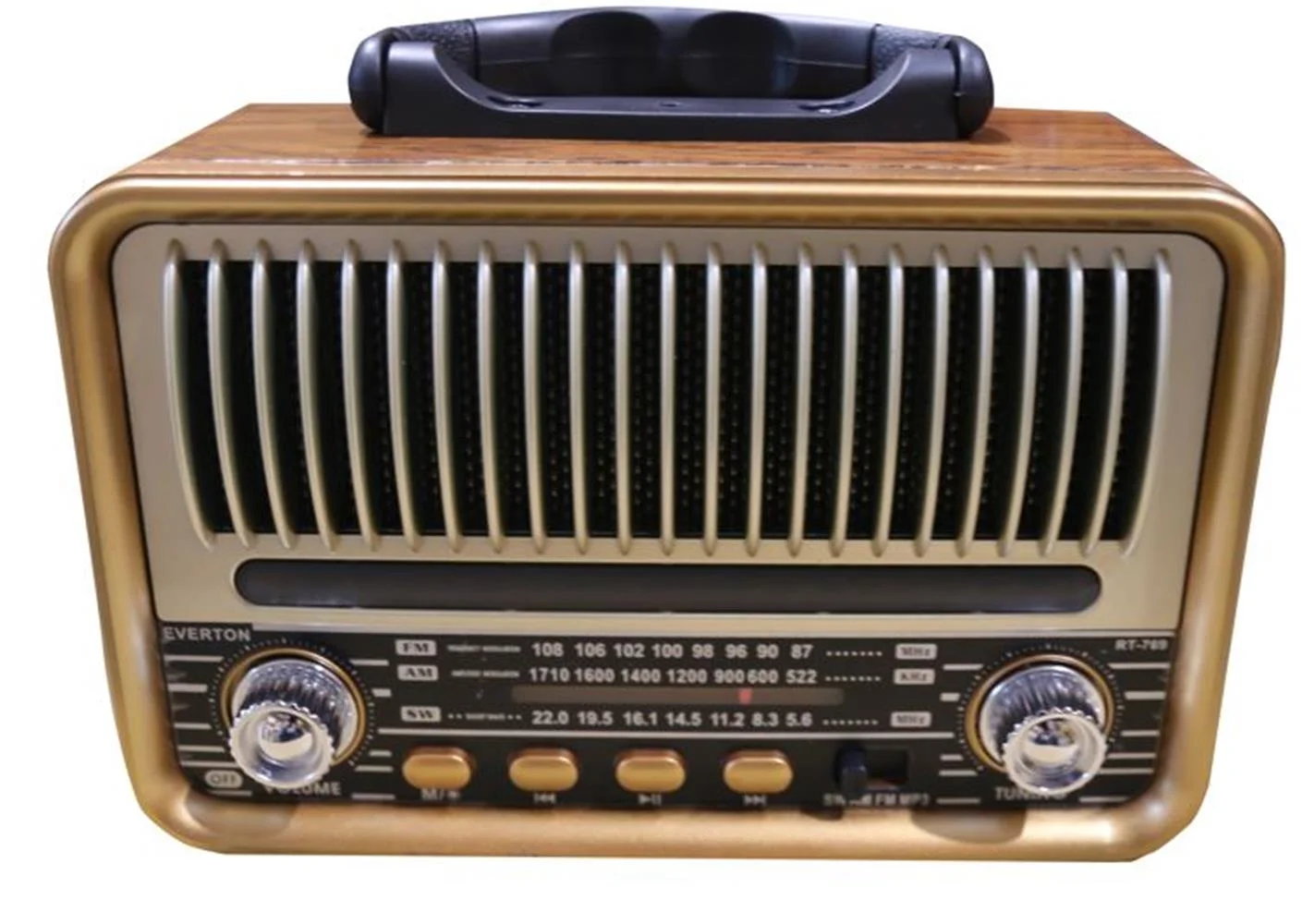 Everton Rt-769  Bluetooth Fm-Usb-Tf-Aux Solarlı,Led Işıklı  Şarjlı Nostaljik Radyo