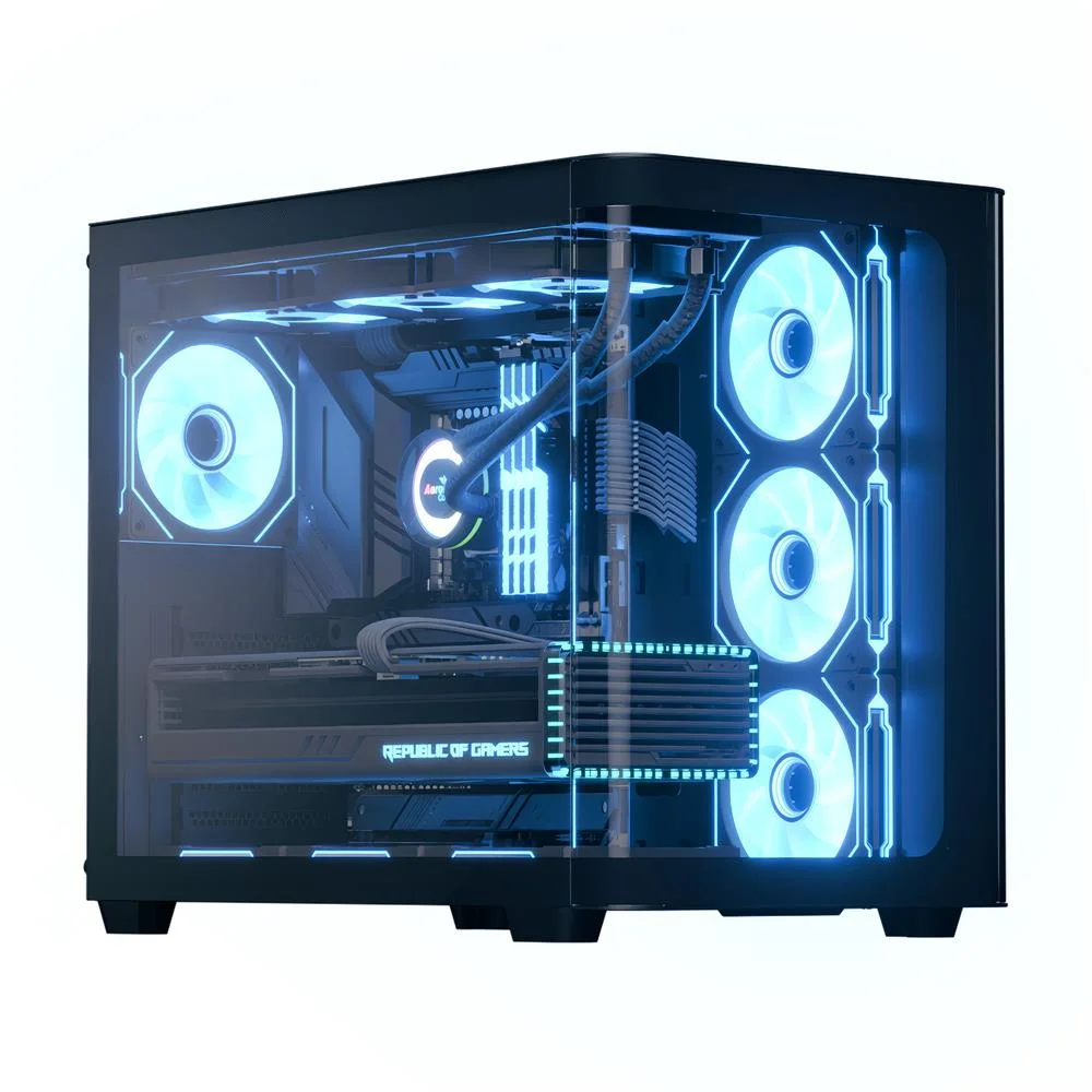 Aerocool AE P500C BK 4x12cm Mirror A-RGB Fanlı, Panoramik Tempered Panel, ATX