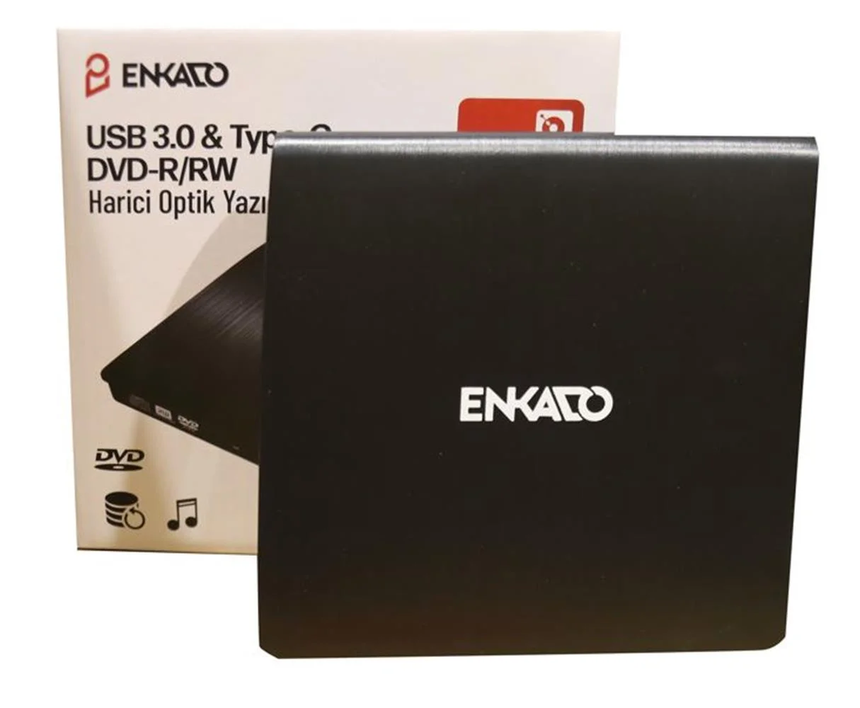 Enkado Ekd-Udvd120 Type-C - USB 3.0 DVD-R-CD-R-RW- Dvd-Rw Ultra Slim Harici Optik Yazıcı Siyah