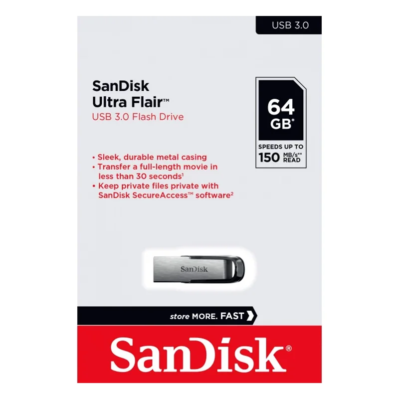 Sandisk SDCZ73-064G-G46 64GB Ultra Flair Metal 3.0 USB Flash Bellek Black