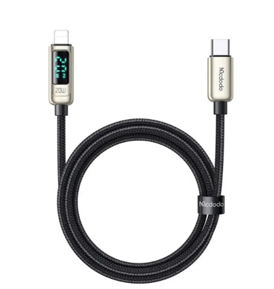 MCDODO CA-8811 20W DİJİTAL GÖSTERGELİ TYPE-C TO LİGHTNİNG PD DATA-ŞARJ KABLOSU-GÜMÜŞ
