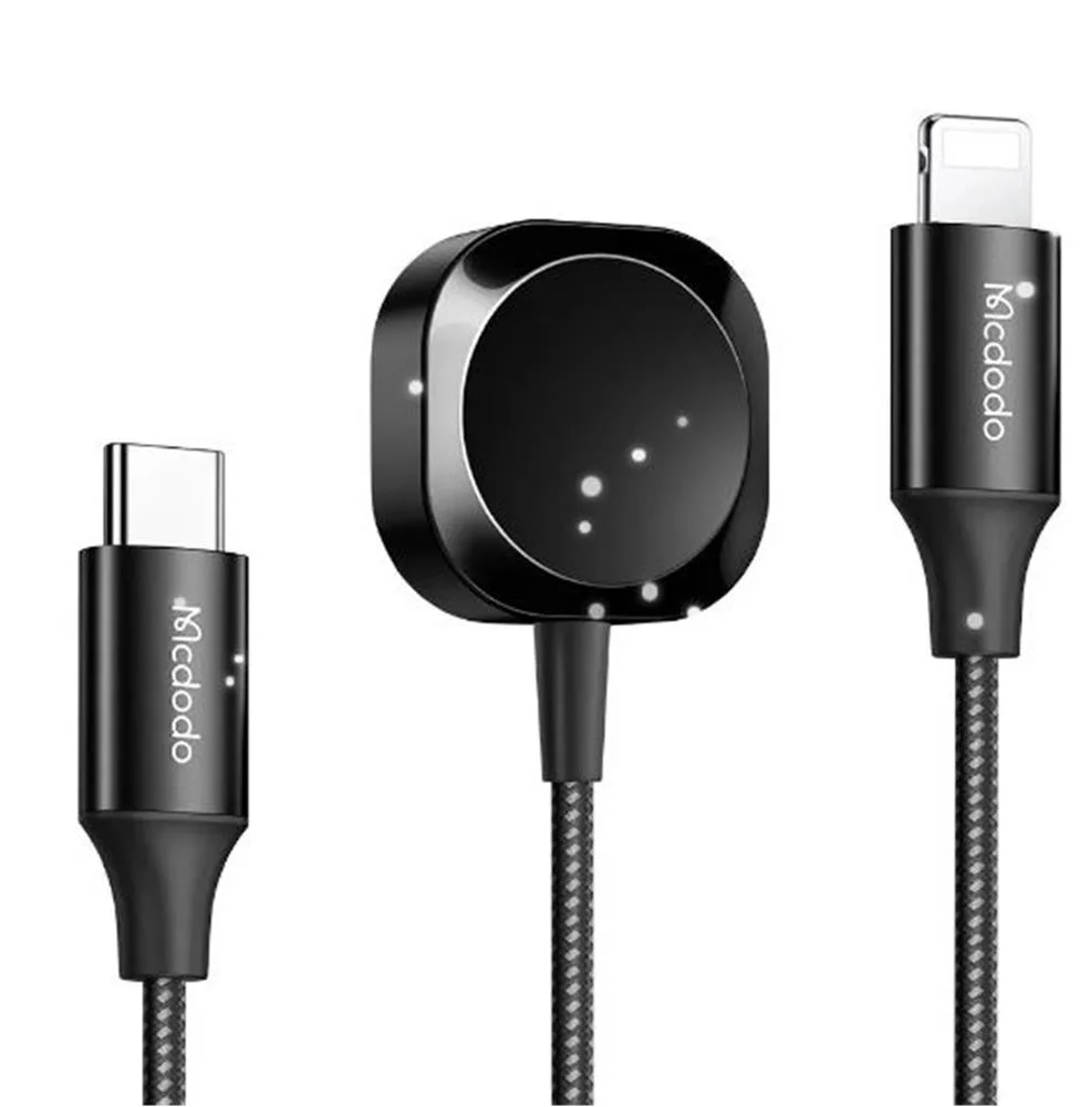 MCDODO CH-2980 Manyetik Apple Watch &amp; Type-C to Lightning Kablosuz Şarj Cihazı -Siyah