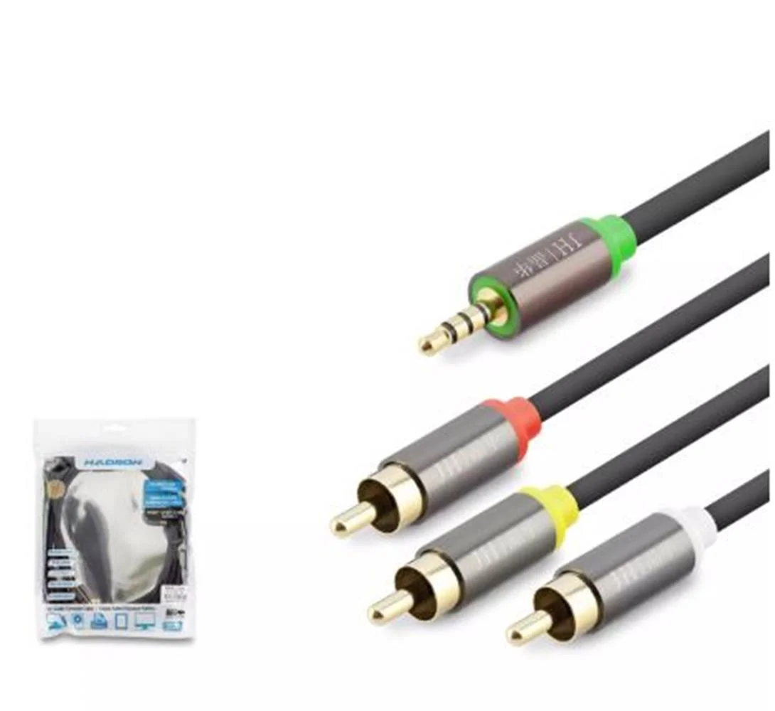 HADRON HDX1065 3.5MM TO 3RCA KABLO 2LINE GOLD 3M SİYAH