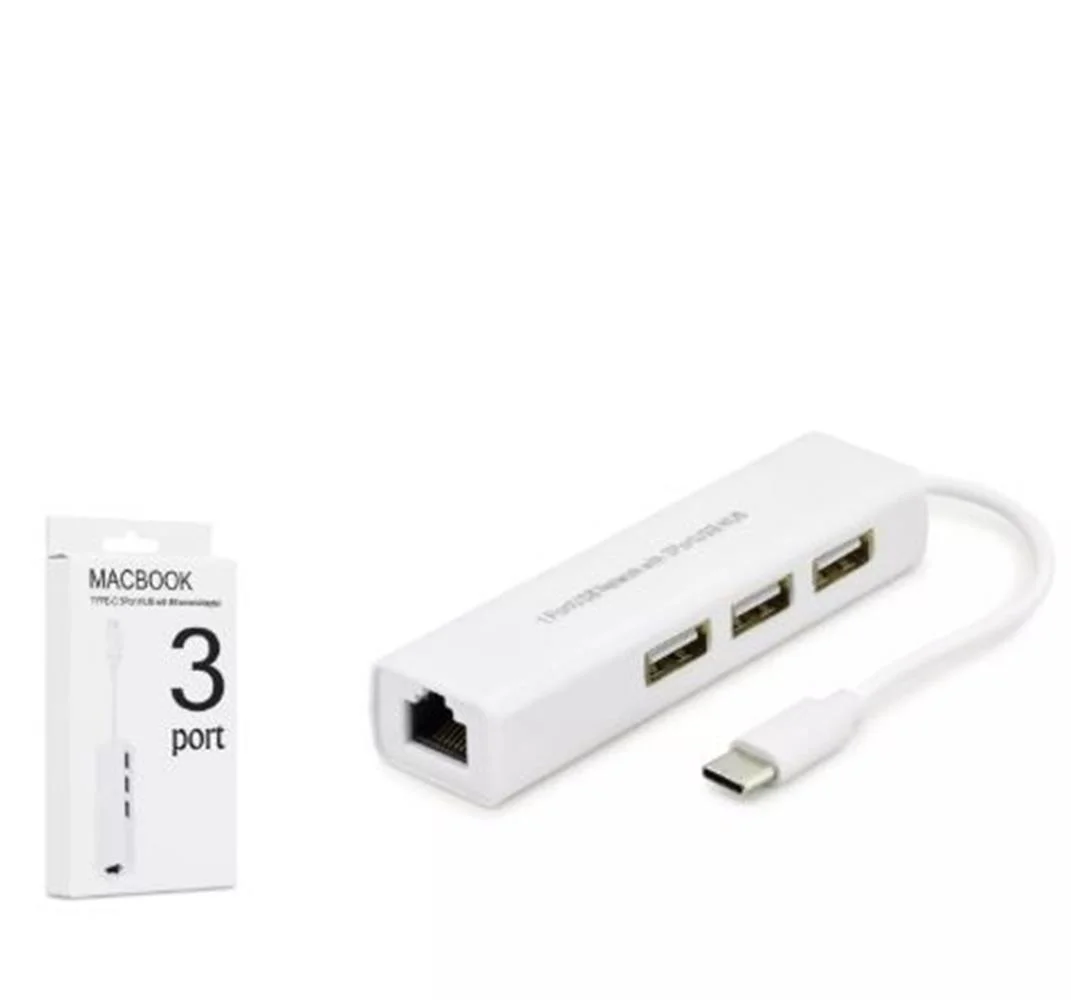 Hadron Hdx7007 Type-C Hub Combo 3-Usb + Lan Beyaz