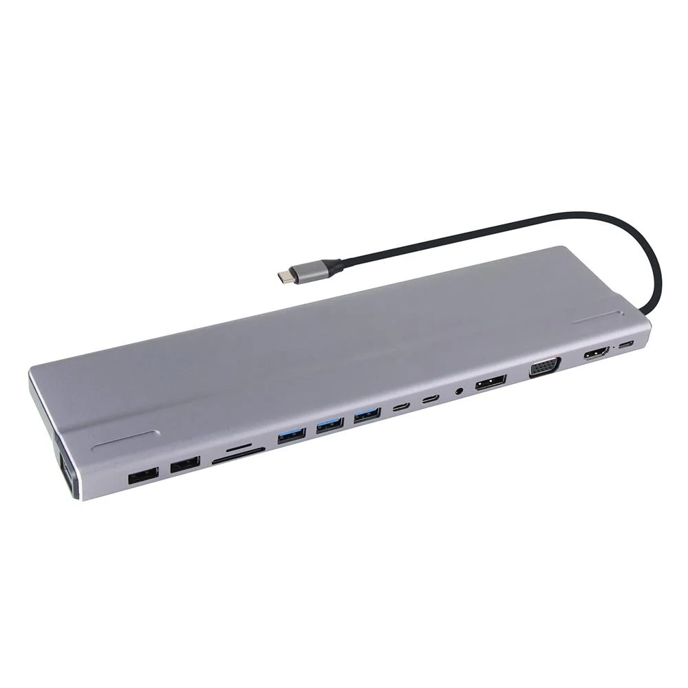 Vcom CU4703 Type-C To USB3.0-3+USB2.0-2+VGA+RJ45+SD+TF+Audio+HDMI+DP+USB-C DATA-2+USB-C Çoklayıcı
