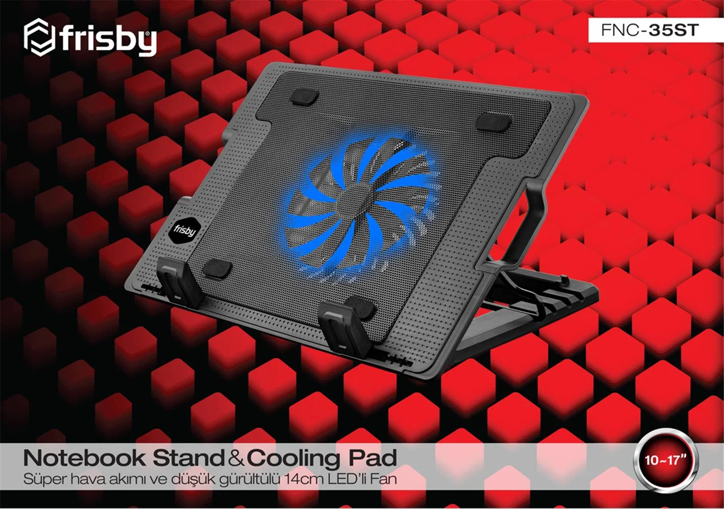 Frisby FNC-35ST Standlı Notebook Soğutucu 1 Port Usb 10"- 17" boyutunda notebooklar için uygundur