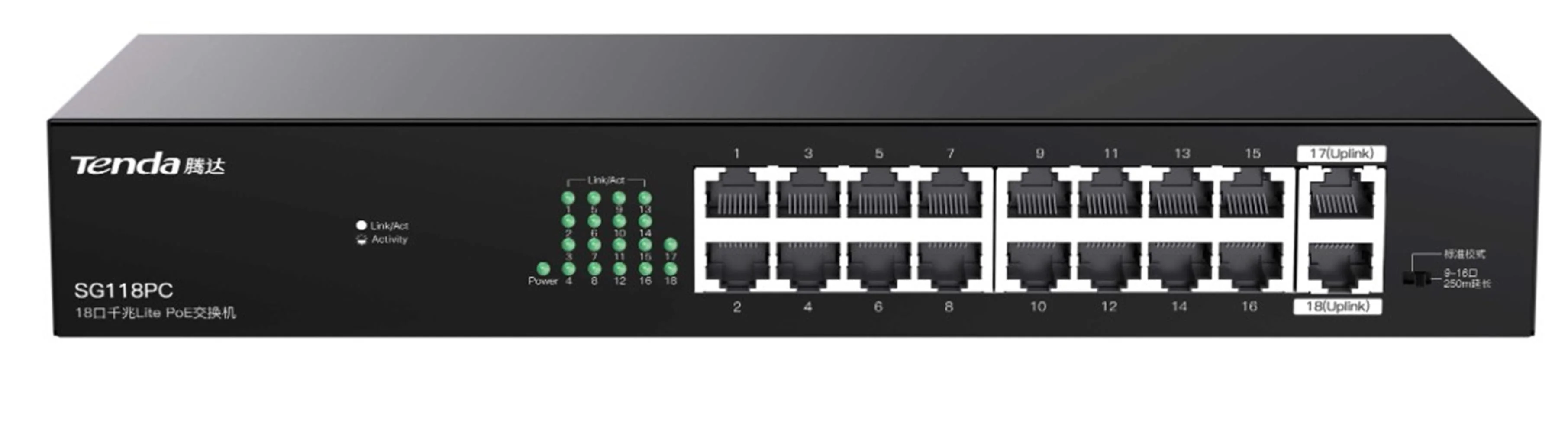 Tenda SG118PC SG118PC 18 Port Gigabit PoE Switch 100-100-1000 167W