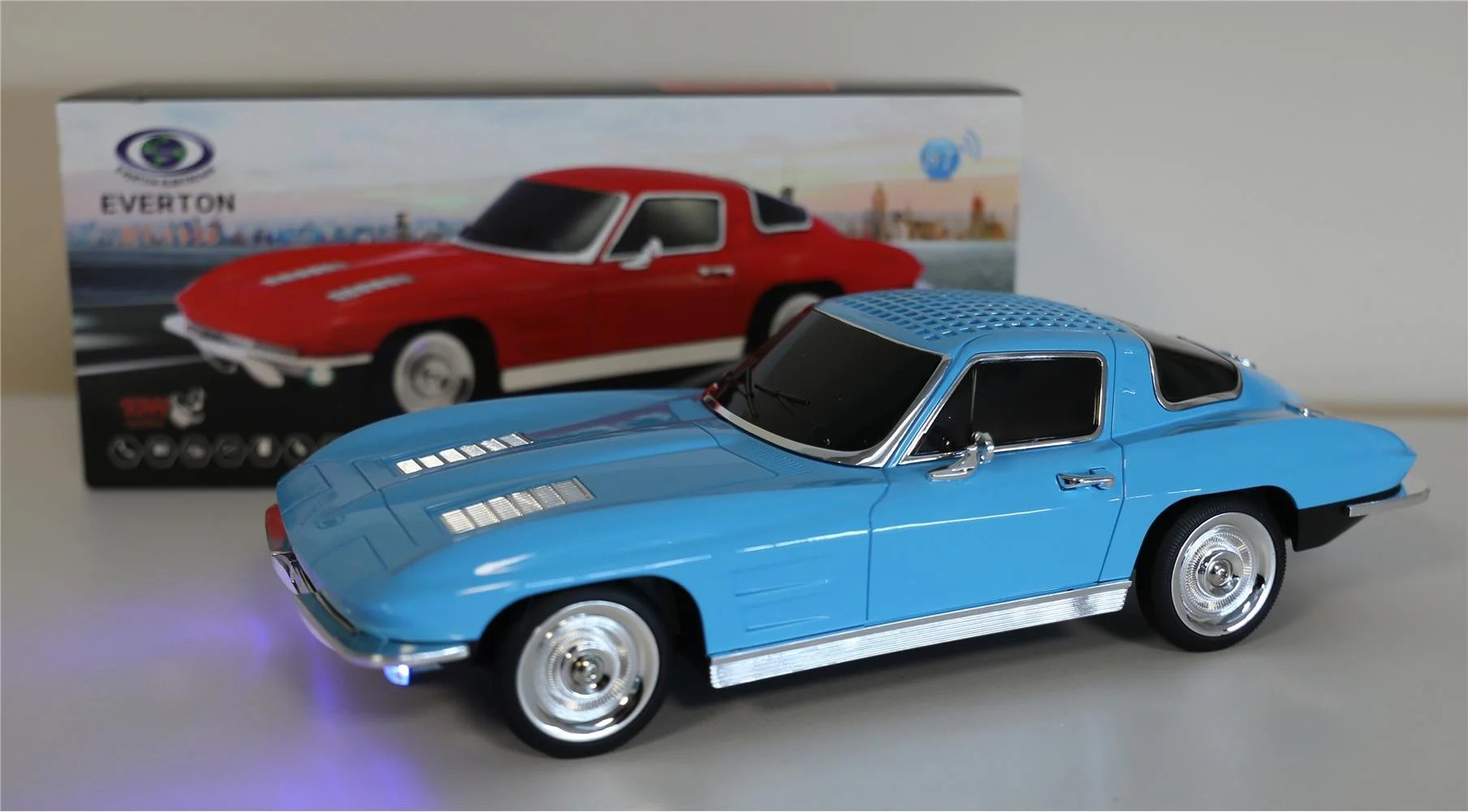 EVERTON RT-1956 Mavi (Blue) Arabalı  Bluetooth Fm-Usb-Tf-Aux Şarjlı Nostaljik Radyo