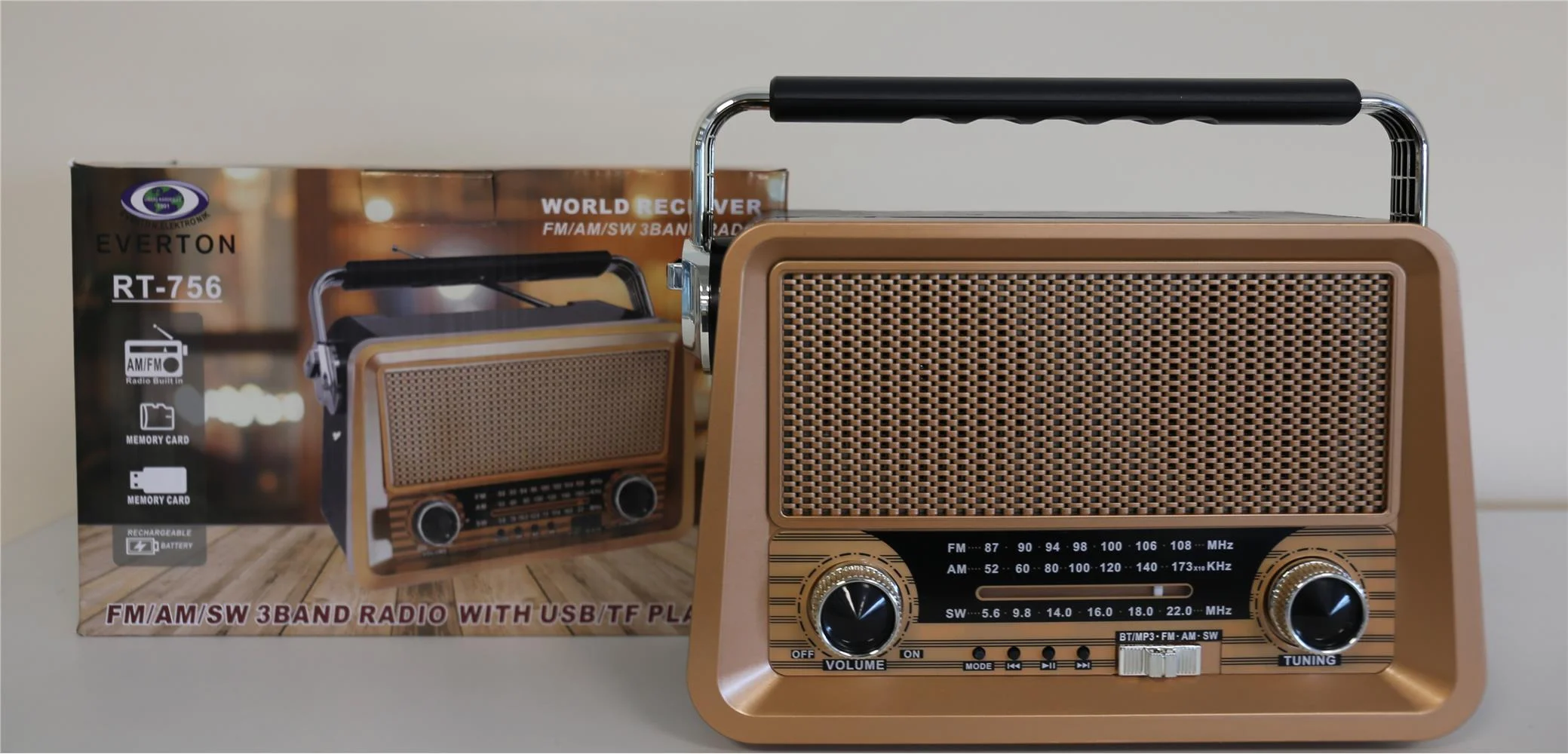 Everton Rt-756  Bluetooth Fm-Usb-Tf-Aux Şarjlı Nostaljik Radyo