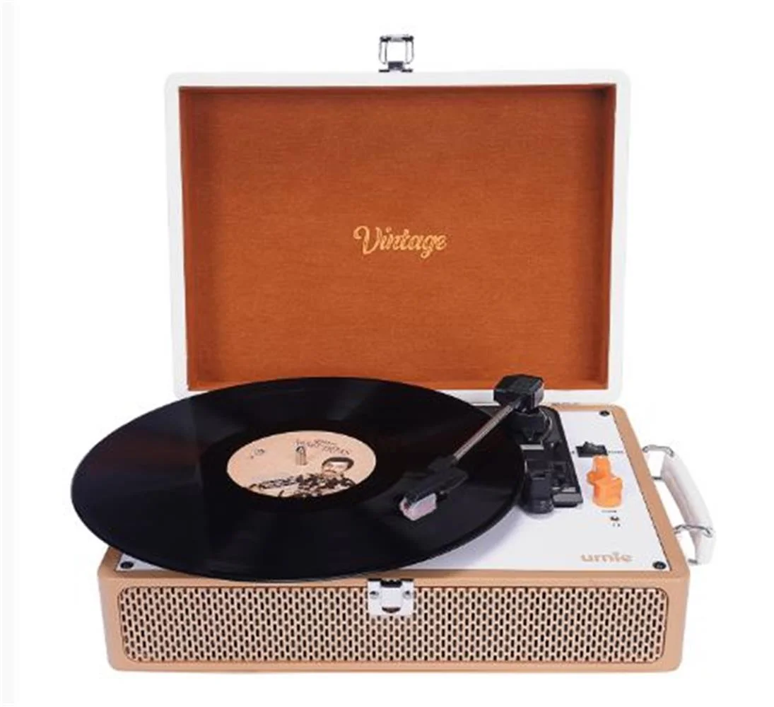 UMİE Vintage UM-P353 Pikap Bluetoothlu 3.5mm AUXIN&amp;RCAO Destekli Müzik Kutusu