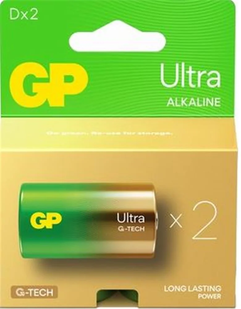 GP G-Tech LR20 Büyük Boy Ultra Alkalin Pil 2'li Paket GP13AU-U2 D Boy