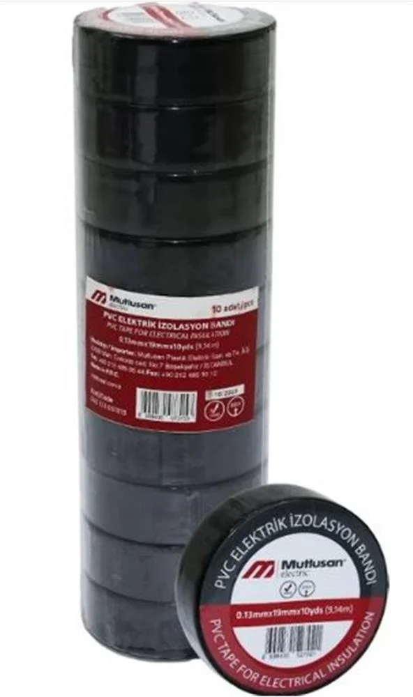 Mutlusan 10-19 İzole Bant 10lu (Elektrik Bant) Siyah 065133001019