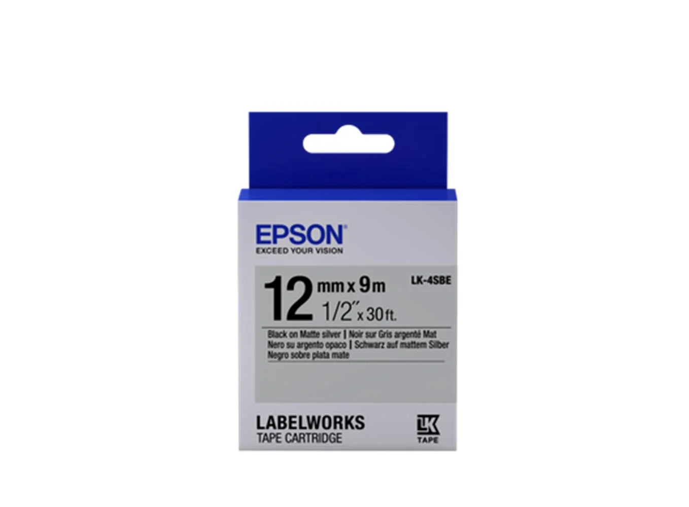 Epson LK-4SBE Gümüş Üzeri Siyah 12mm 9Metre Etiket
