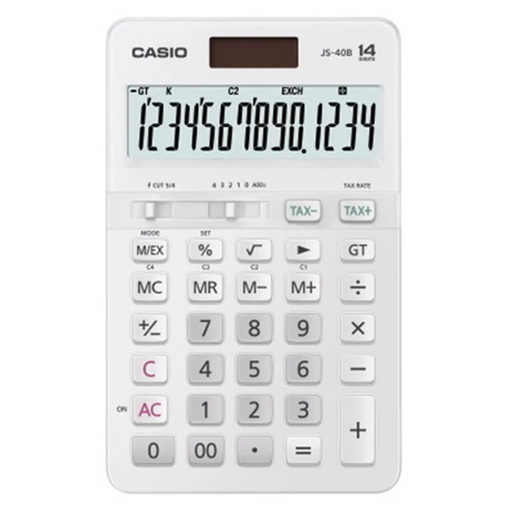Casio JS-40B-WE Beyaz Profesyonel 14 Hane Masa Üstü Hesap Makinesi