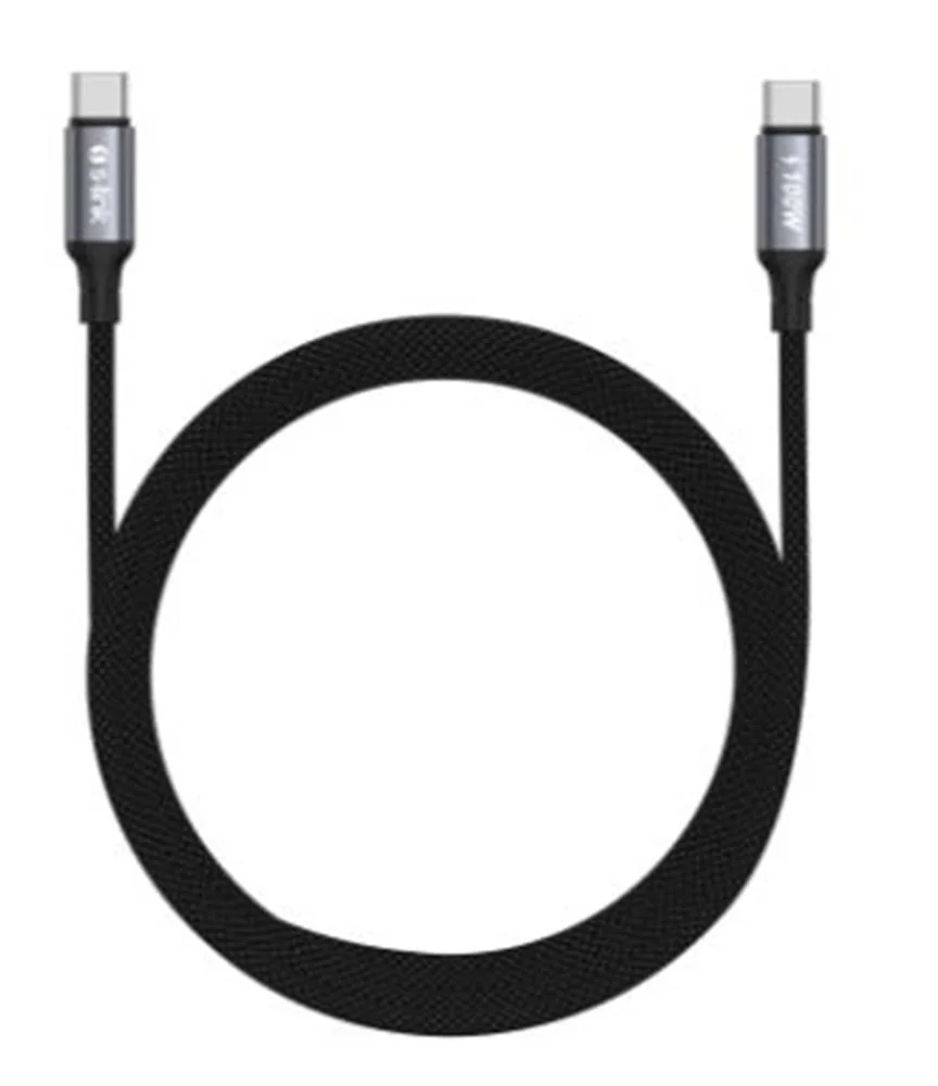 S-link Armor CC-0100 100W 1.2m Type-C to Type-C PD Örgülü Metal Başlıklı Siyah Hızlı Şarj Kablosu