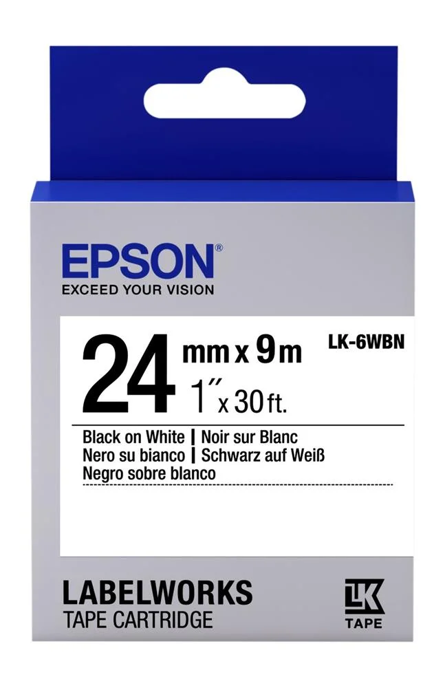 Epson LK-6WBN Standart Beyaz Üzeri Siyah 24mm 9Metre Etiket