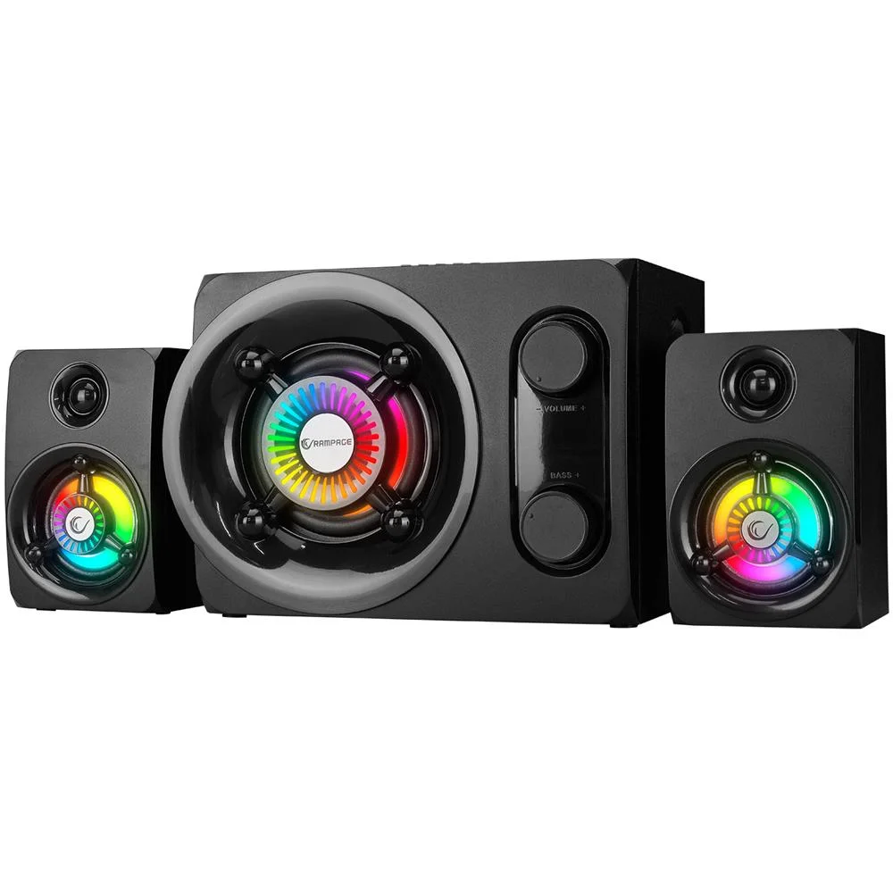 Rampage RMS-G8 Antares 2+1 25W Bluetooth+USB-SD-FM Rainbow Siyah Led Işıklı Gaming Speaker Hoparlör