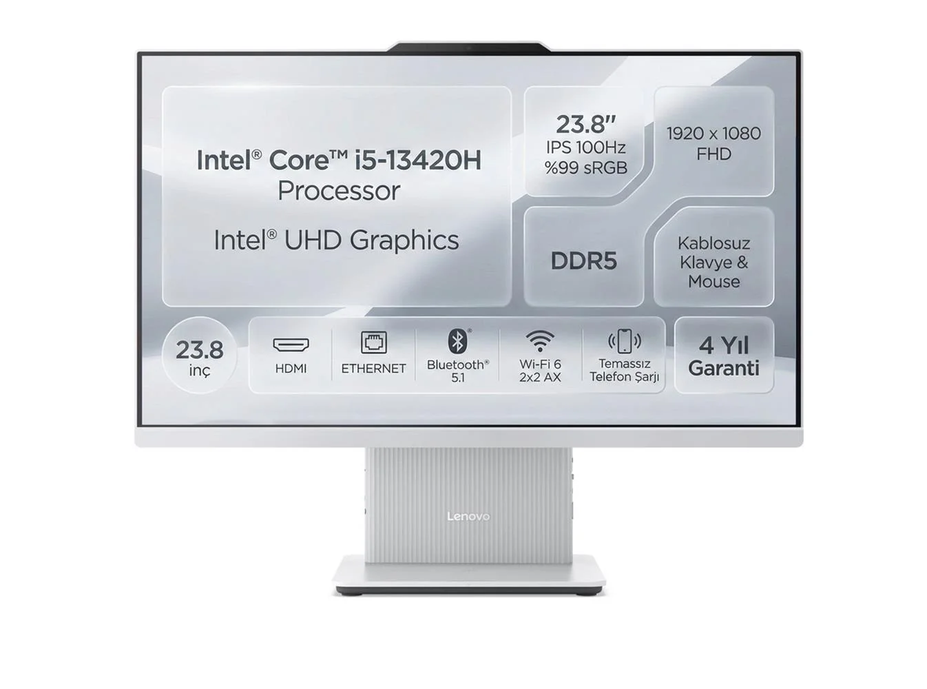 Lenovo Ideacentre 24IRH9 F0HN0053TR I5-13420H 16GB 512GB SSD 23.8" Fhd FreeDOS AIO Bilgisayar