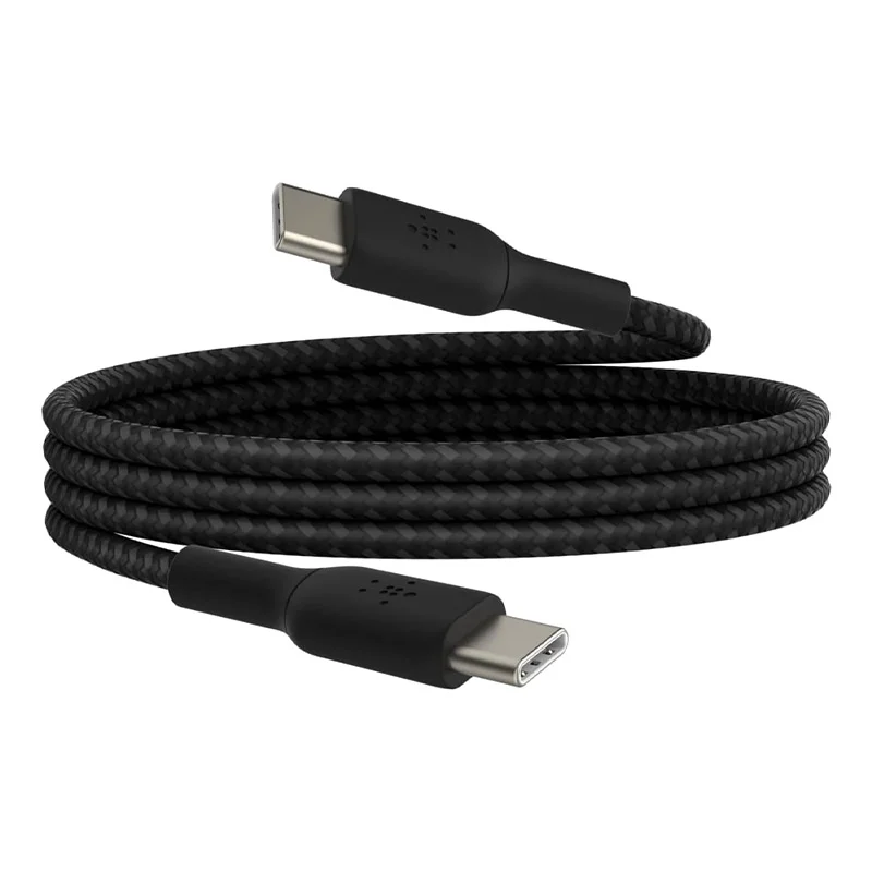 Belkin Boost Charge Örgülü USB-C, Hızlı Şarj Cihazı, USB-C Şarj Kablosu, iPhone 16, 15, Samsung Galaxy S24, S23, Pixel, iPad, MacBook, Nintendo ve Daha Fazlası için Hızlı Şarj, 1 Metre, Siyah