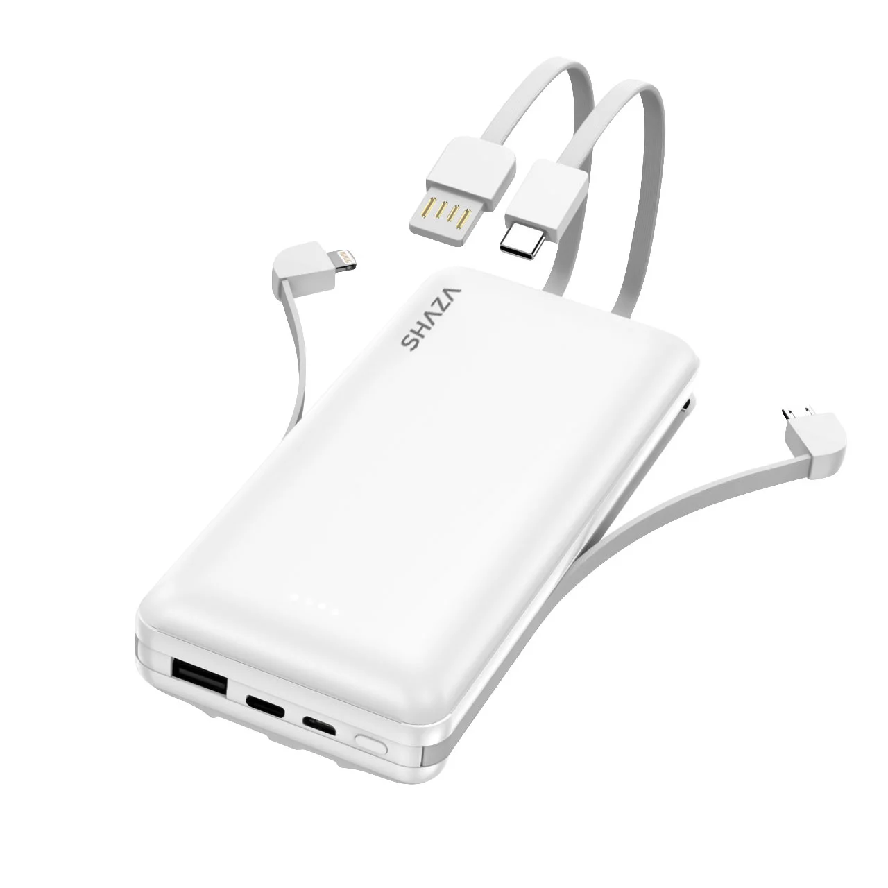 SHAZA 20.000 Mah Kendinden Kablolu Taşınabilir Şarj Cihazı Beyaz