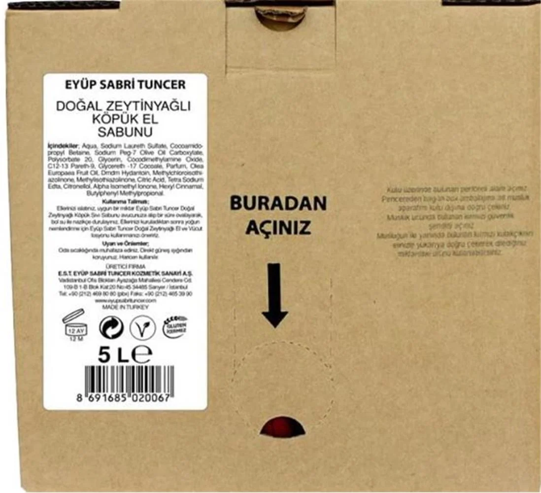 Eyüp Sabri Tuncer Zeytinyağlı Sabun 5lt Bag In Box Endüstriyel