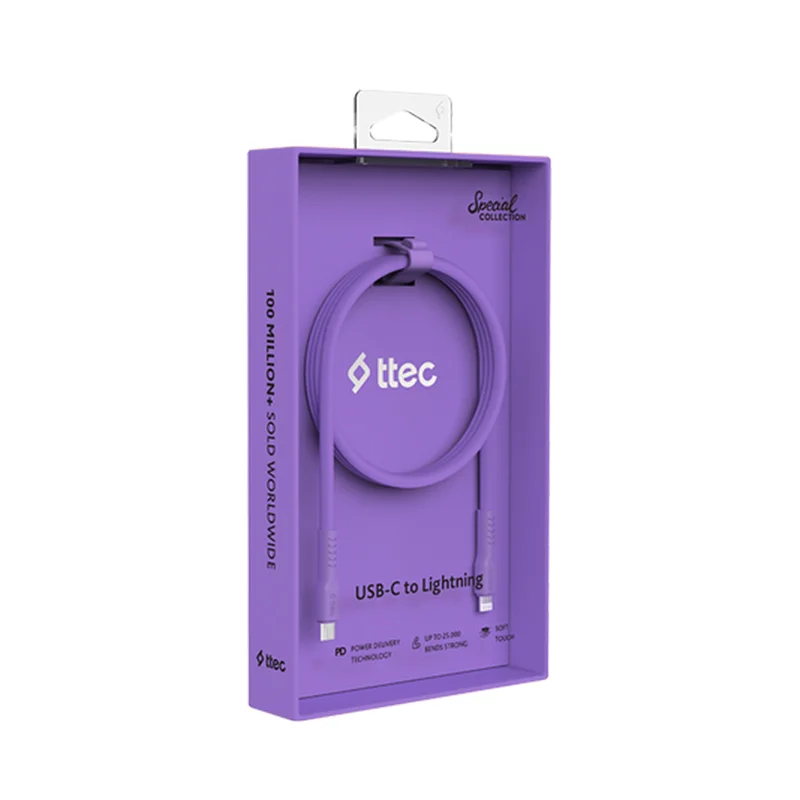 Ttec USB-C - Lightning Hızlı Şarj Kablosu 120cm Neon Mor