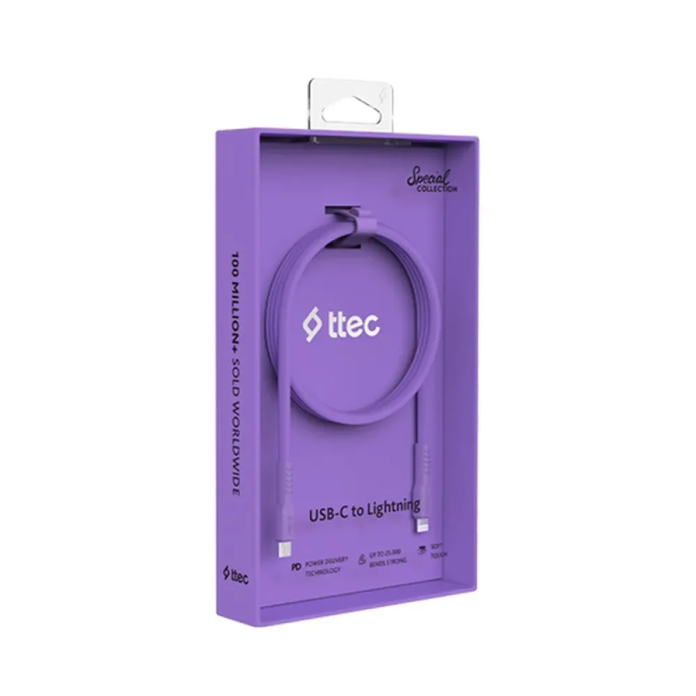 Ttec USB-C - Lightning Hızlı Şarj Kablosu 120cm Neon Mor