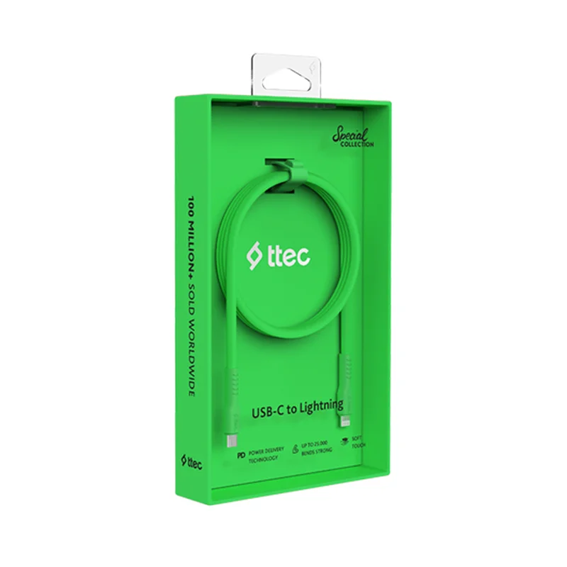 Ttec USB-C - Lightning Hızlı Şarj Kablosu 120cm Neon Yeşil