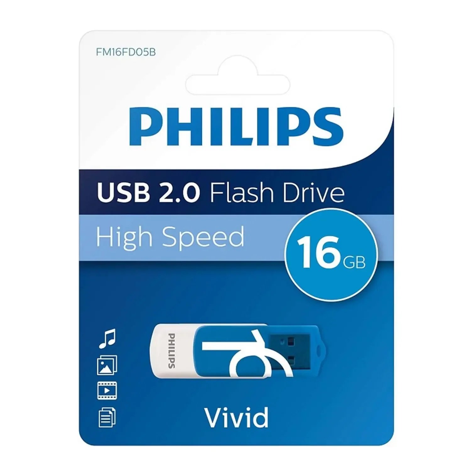 PHILIPS FM16FD05B/00 16 GB Vivid USB2.0 Bellek Mavi/Beyaz