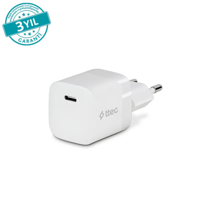 Ttec 2SCP03B SmartCharger GAN 30W PD USB-C Seyahat Hızlı Şarj Aleti Beyaz