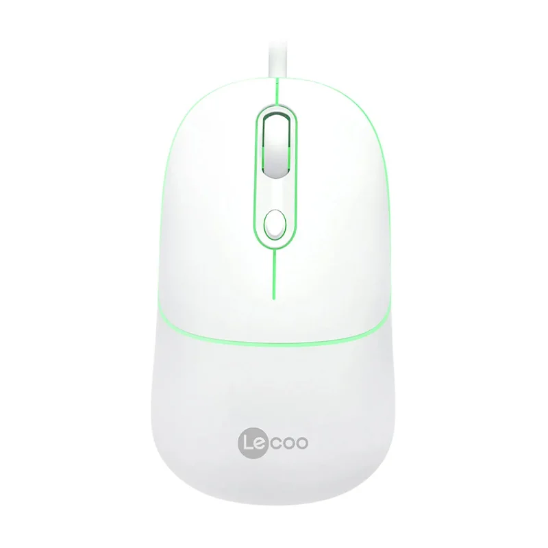 Lecoo MS110 USB Kablolu 2400DPI 4 Tuşlu RGB Sessiz Click PC, Mac, Dizüstü Bilgisayar ile Uyumlu Optik Mouse Beyaz